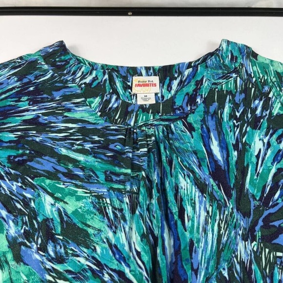 Ruby Rd Womens Casual Shirt Multicolor Abstract Long Sleeve Scoop Neck Stretch M - Picture 2 of 5